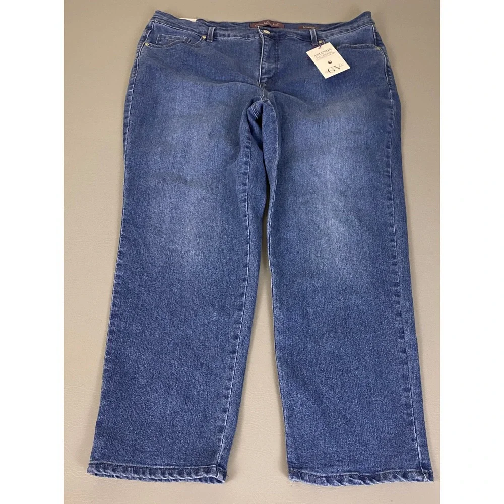Gloria Vanderbilt Amanda High Rise Jeans Plus 20W Straight Blue Slimming NWT